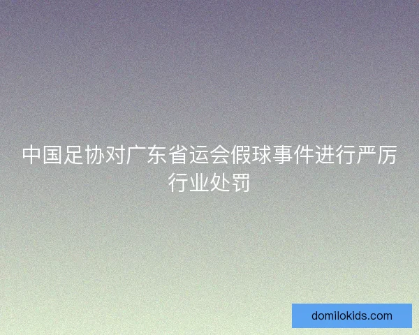 中国足协对广东省运会假球事件进行严厉行业处罚