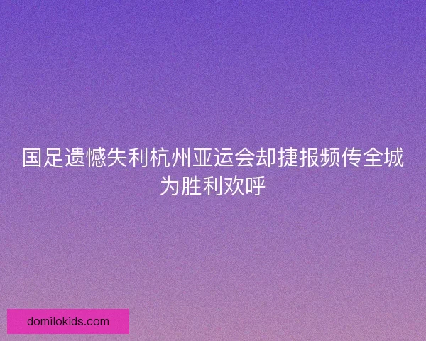 国足遗憾失利杭州亚运会却捷报频传全城为胜利欢呼