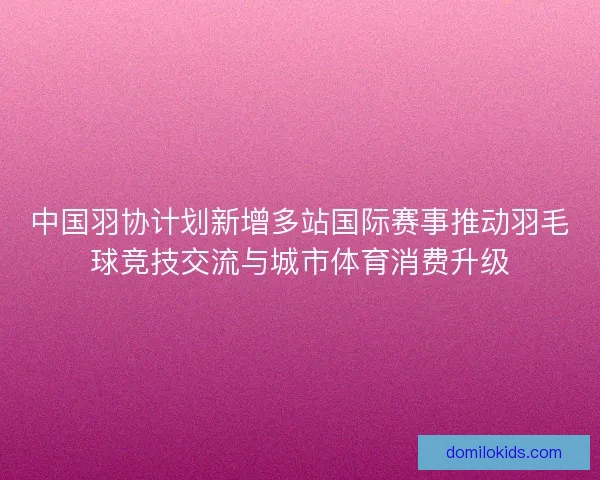中国羽协计划新增多站国际赛事推动羽毛球竞技交流与城市体育消费升级
